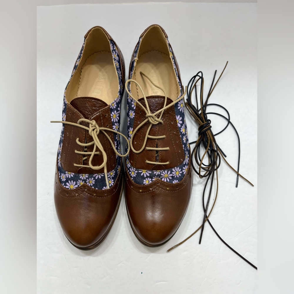 Julia Bo handmade floral print Hudson Oxford shoes Size 38